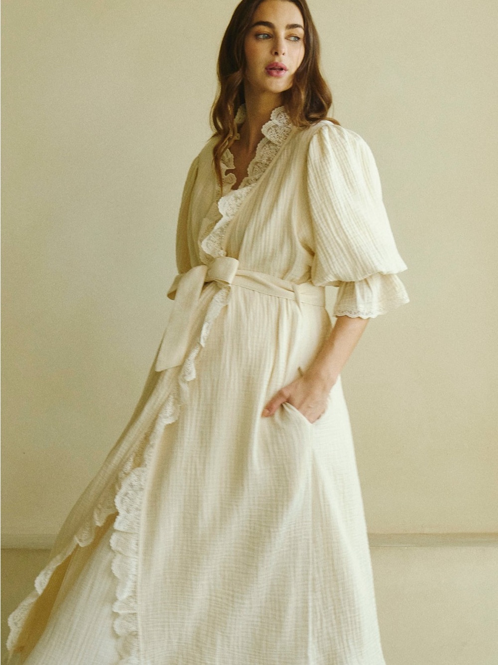 NWT- Nothing Fits But- Lace Muslin Robe